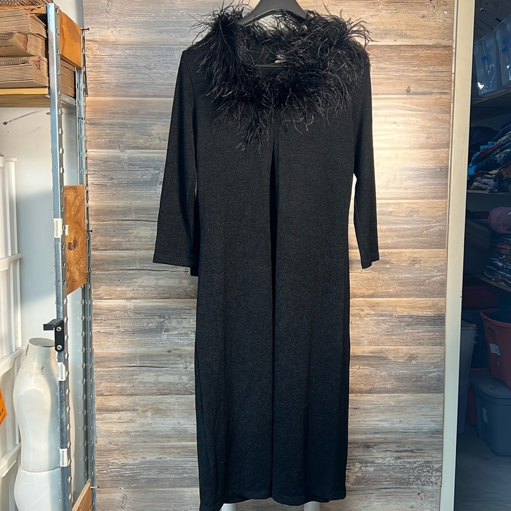 Stella Faux Fur Black Long Open Sweater Size 3XL NWOT